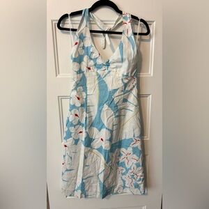 Helen Wang New York Floral Halter Dress in Blue and White Size 6